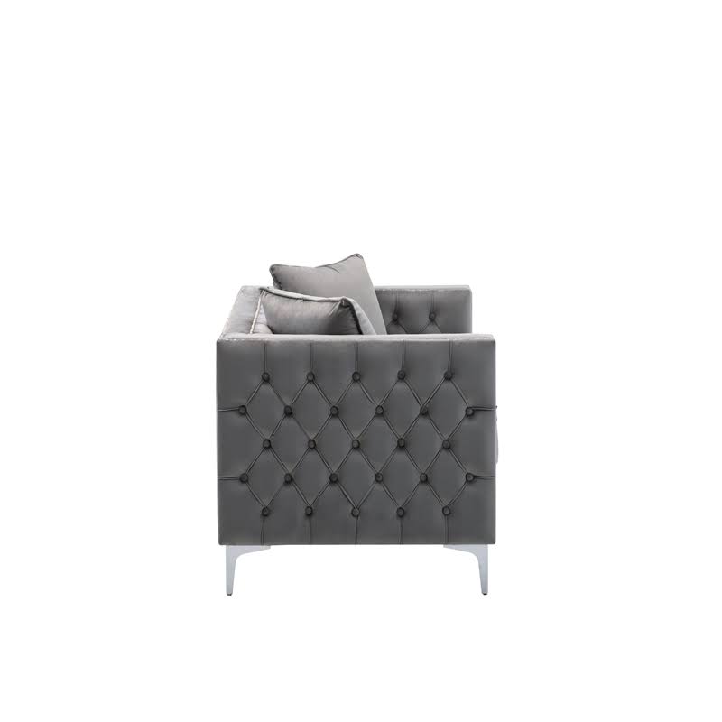2 Piece Velvet Loveseat and Chair Set in Gray I647