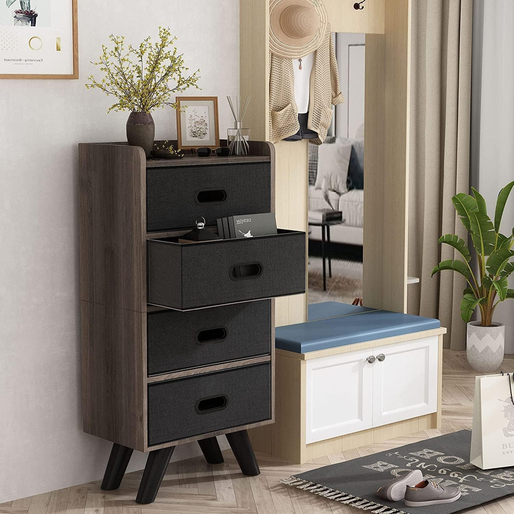 5 Drawers Wood Frame Storage Dresser with Removable Fabric Drawers R35157
