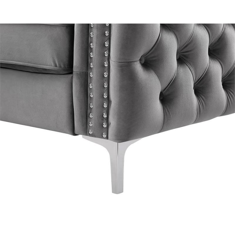 2 Piece Velvet Loveseat and Chair Set in Gray I647
