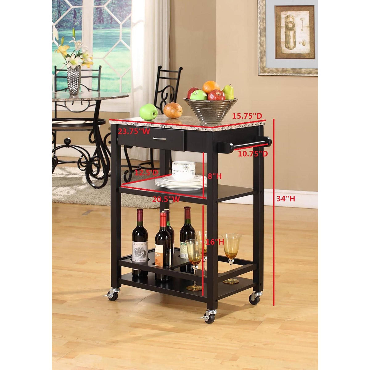 Marbled Kitchen Buffet Serving Cart I297