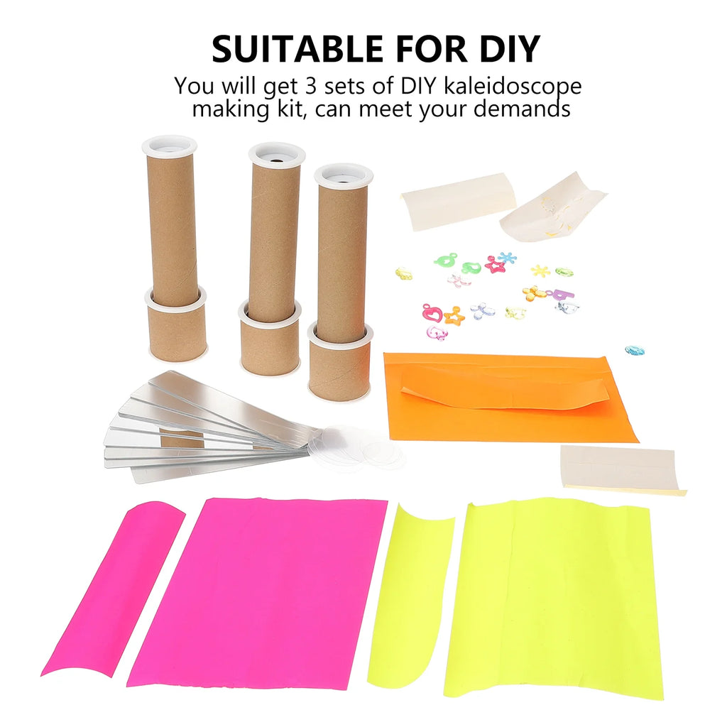 3 Sets DIY Kaleidoscope Toy Making Materials Handmade Kits K796737