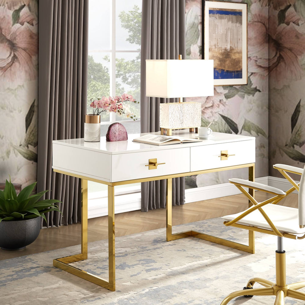 White/Gold Writing Desk H101813