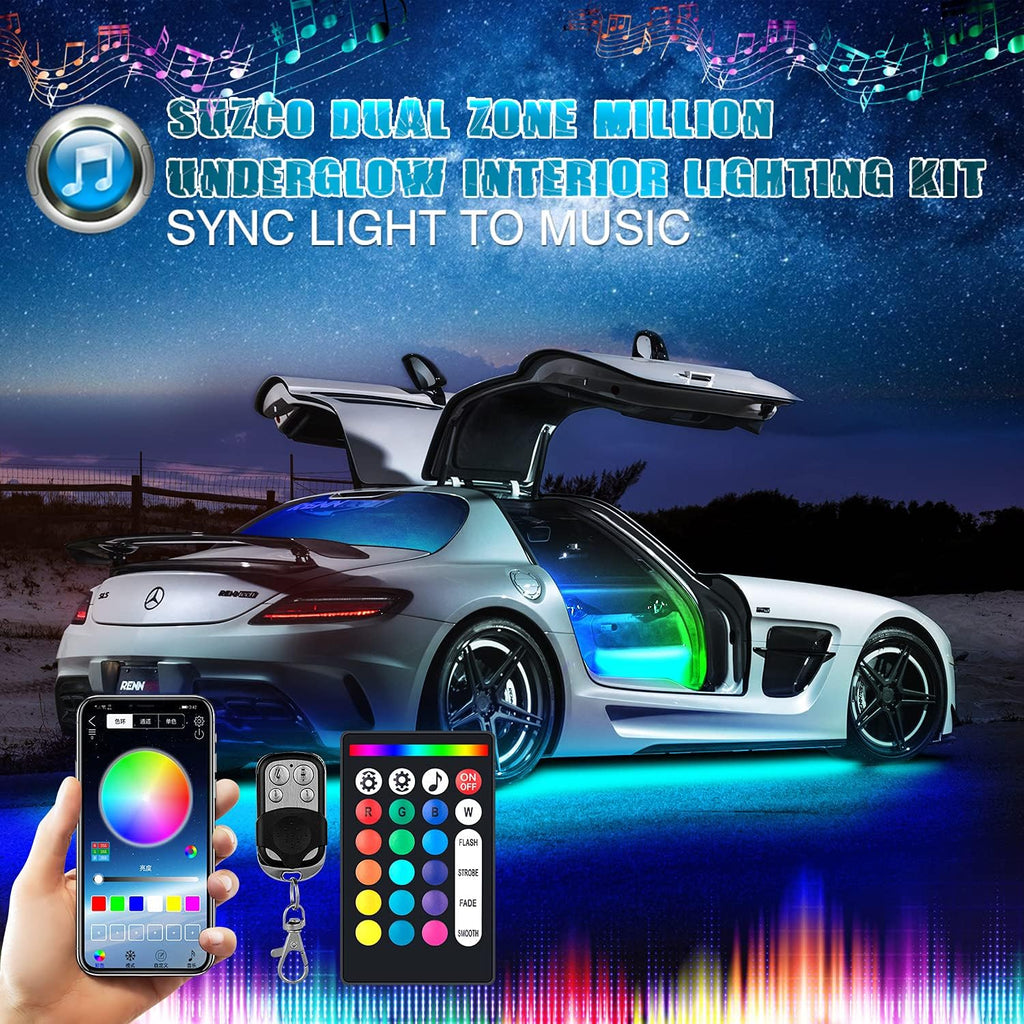 12-pods LED RGB Neon Underglow Rock Lights Kit with 4-Pcs Interior Light Kit, 192LEDs Waterproof 12V Y1533
