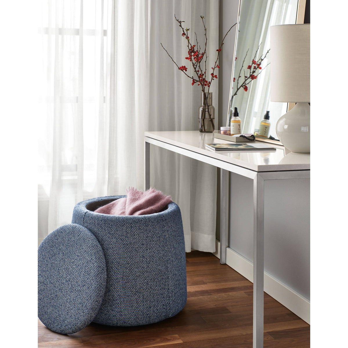 Smoke Tempered Glass Console Table with Graphite Base P569792
