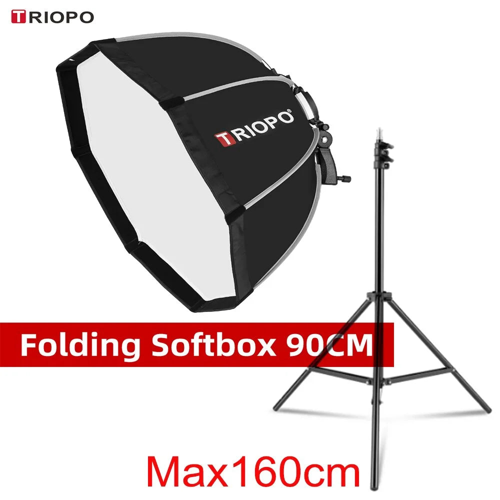 Softbox 90cm with Stand Foldable Octagon for Photography Flash Light T240964