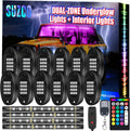12-pods LED RGB Neon Underglow Rock Lights Kit with 4-Pcs Interior Light Kit, 192LEDs Waterproof 12V Y1533