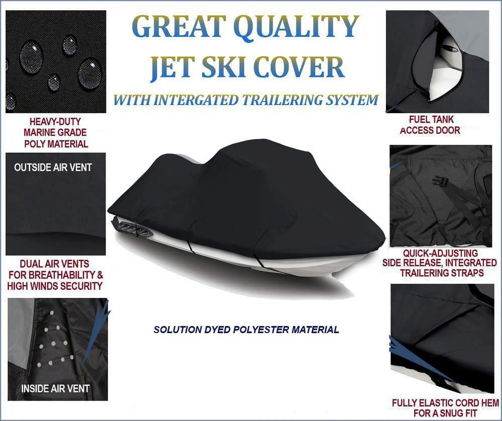 Black 600D Jet Ski Cover V879