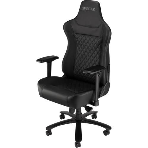 Gaming Chair Black Fabric PU Leather Padded Armrests High Back 350 lbs W919882