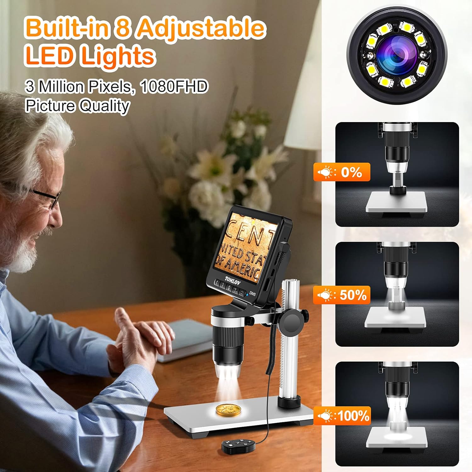 7 LCD Digital Microscope 50-1200x with Metal Stand N981020