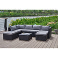 Grey Wicker/Rattan Sectional with Storage Ottoman B938