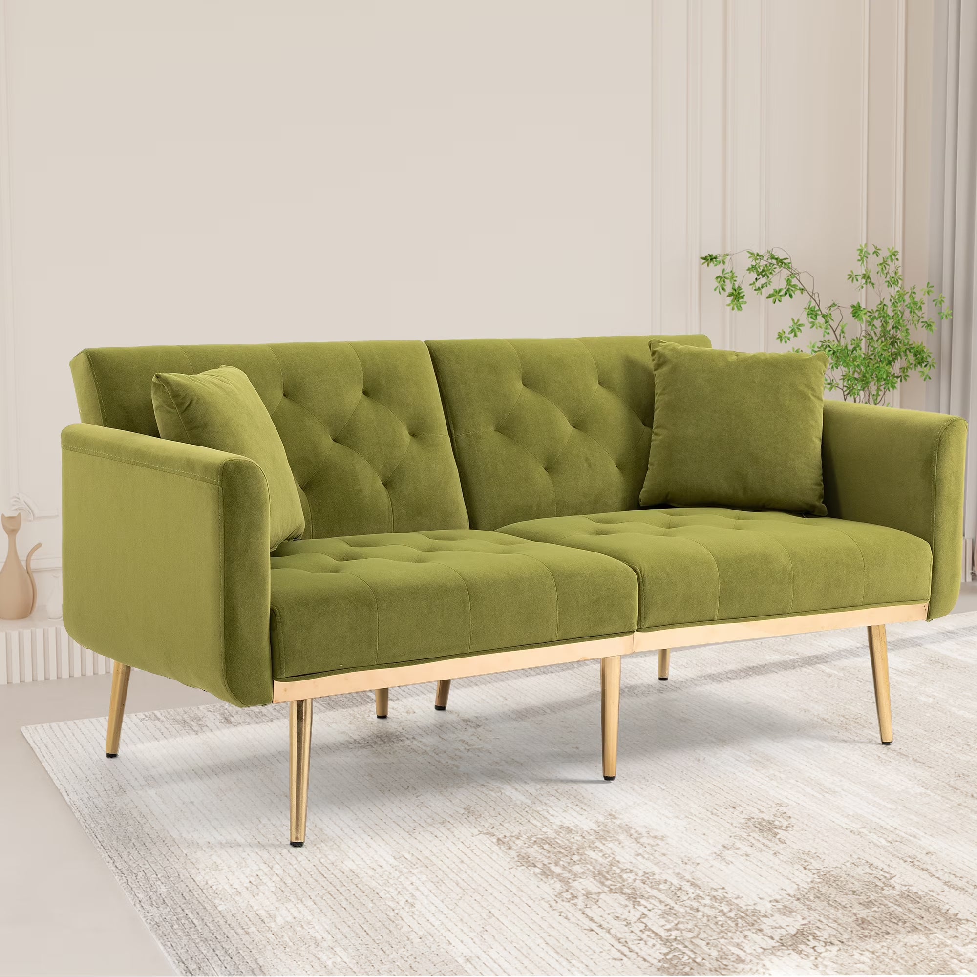 Velvet Sofa with Metal Feet L66555