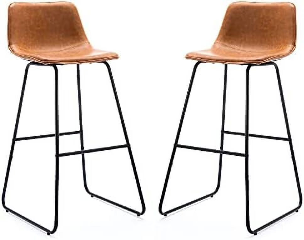 Faux Leather Dining Chairs Set of 2 Barstools with Backs F45241