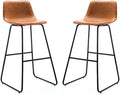 Faux Leather Dining Chairs Set of 2 Barstools with Backs F45241