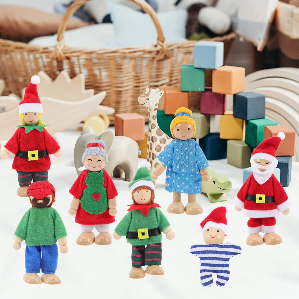 Wooden Dollhouse Play Set with Doll Figures V877458