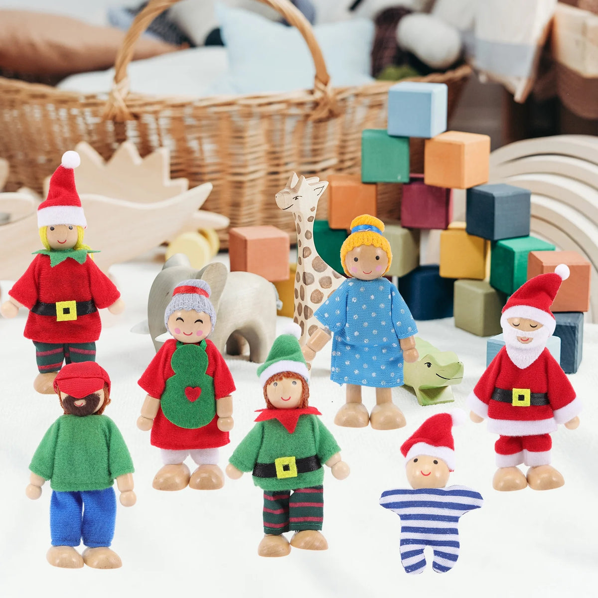 Wooden Dollhouse Play Set with Doll Figures V877458