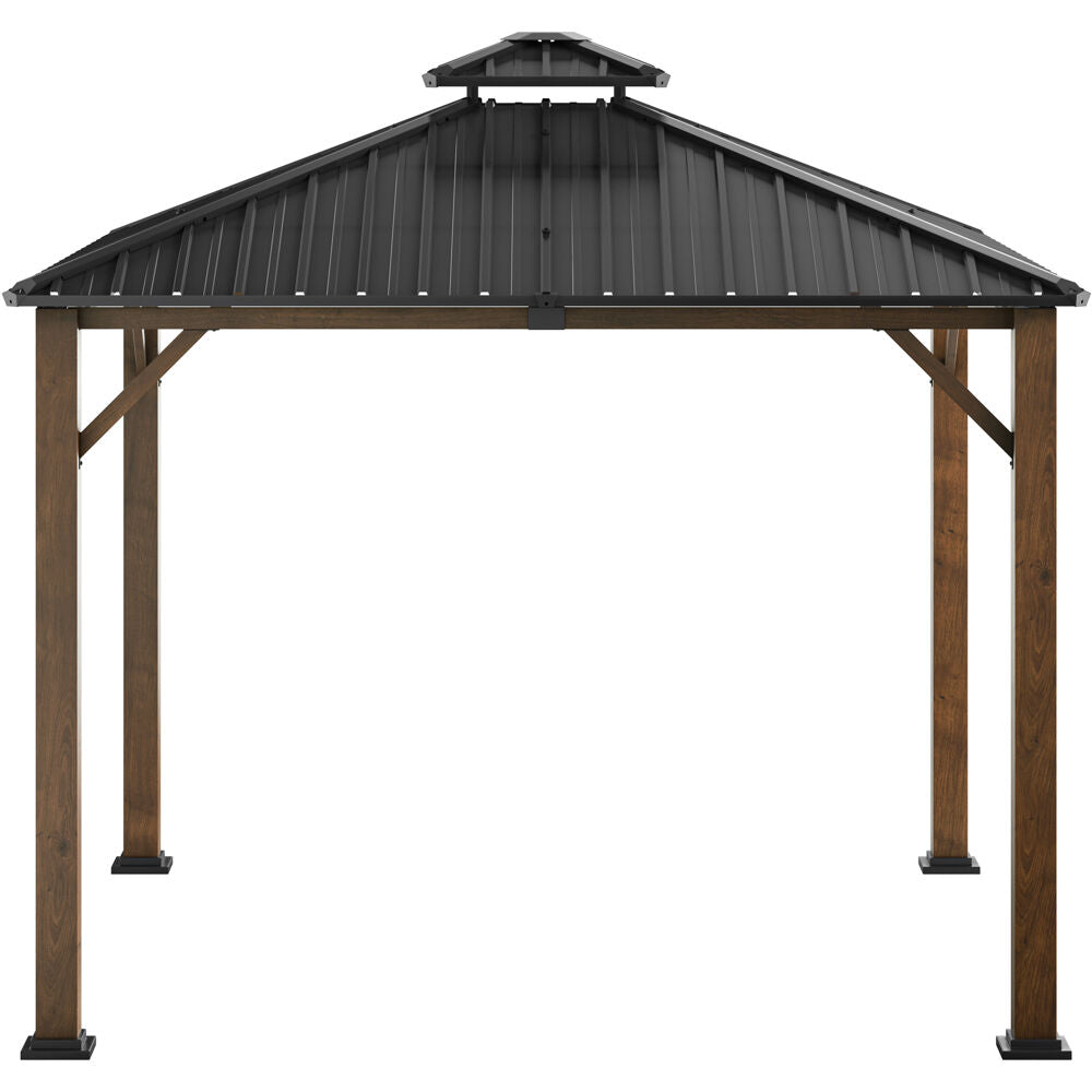 9.8' x 9.8' Hard Top Outdoor Gazebo with Roof Vent, Aluminum and Steel Frames O9116