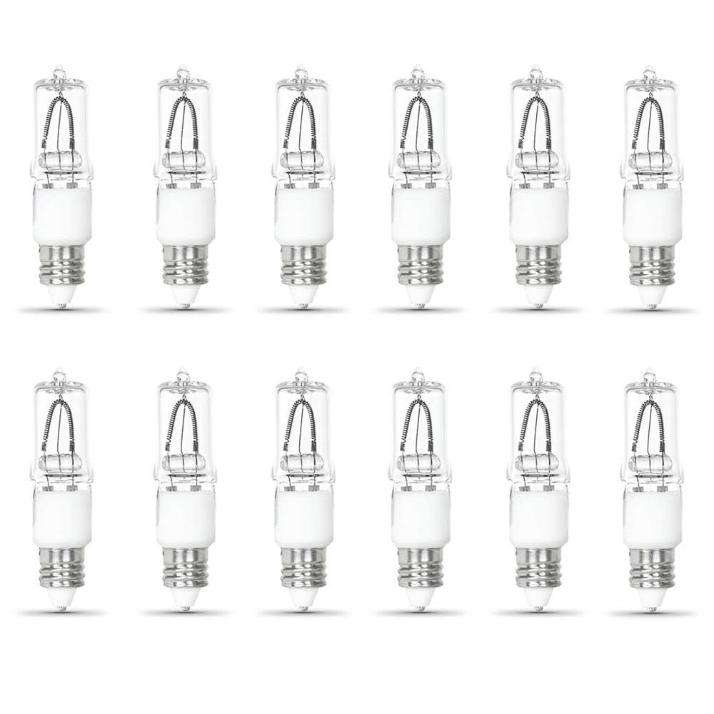 75-Watt Bright White T4 Candelabra E11 Base Dimmable Halogen Light Bulb 12-Pack A914