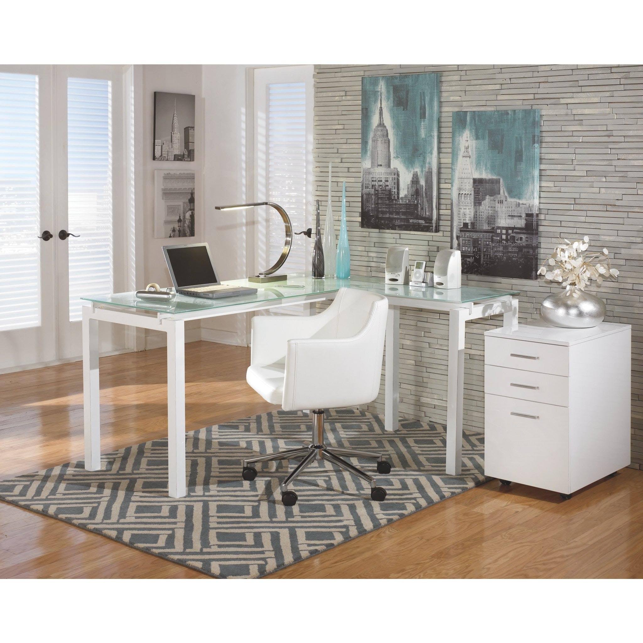 White Swivel Desk Chair L427242