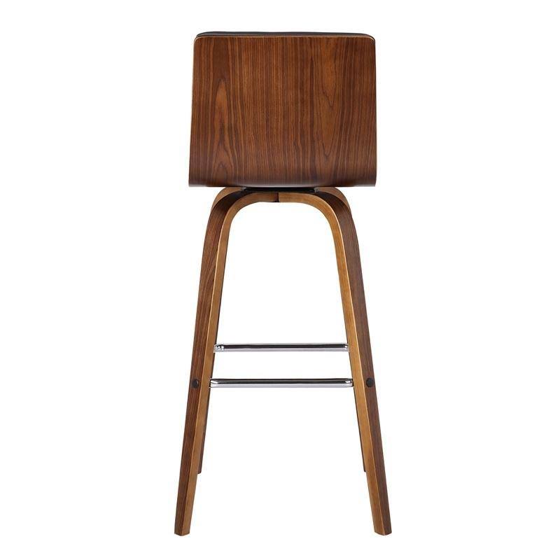 Walnut Wood Finish Counter Height Barstool with Grey Faux Leather M105