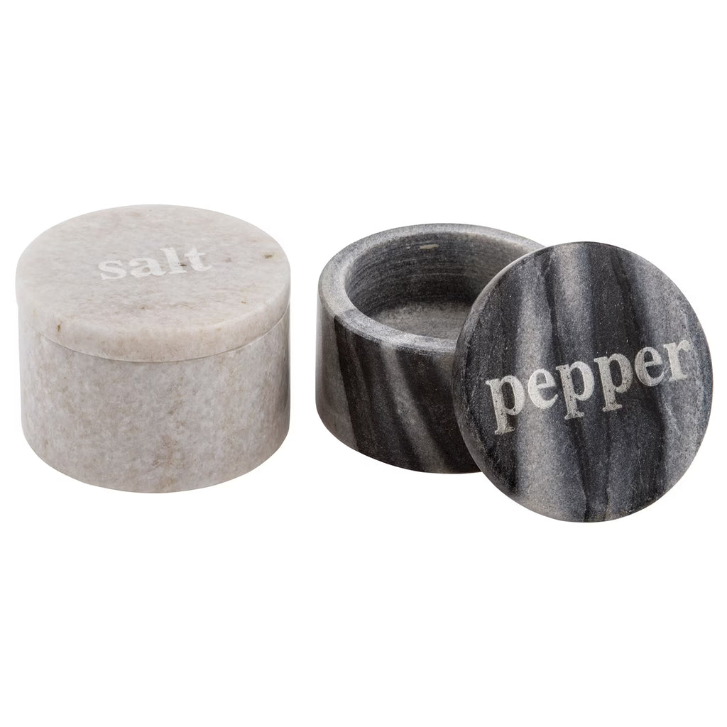 White & Black Marble Pinch Pots with Etched Lids T825803