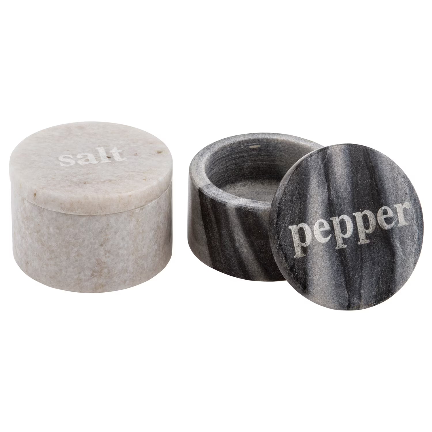 White & Black Marble Pinch Pots with Etched Lids T825803