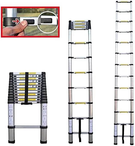 Aluminum Telescoping Extension Ladder 12.5ft 330lb Capacity T7304