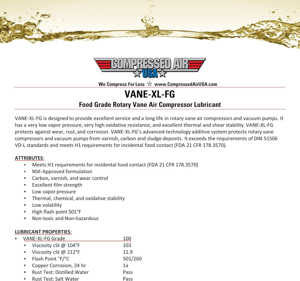 Rotary Vane Air Compressor Lubricating Oil (1 Gallon) X46780