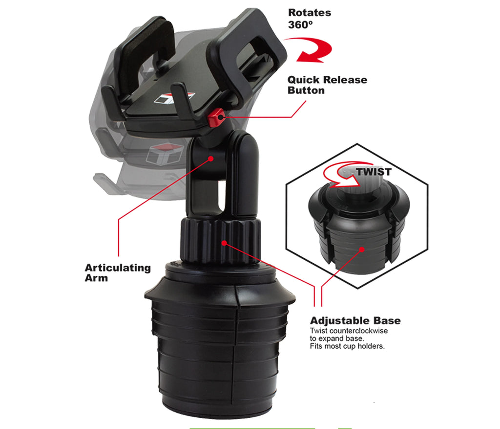 Car Cup Holder Mount, Universal Phone Stand with Adjustable Base K733225