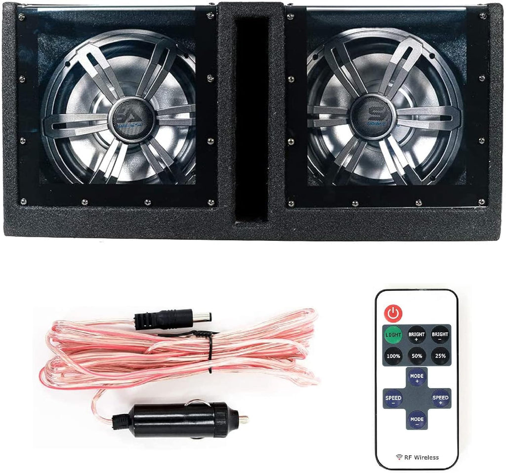 Dual 10 Inch Vented 1000 Watt Car Audio Subwoofer Box with LED Lights & Plexiglass Window F44915