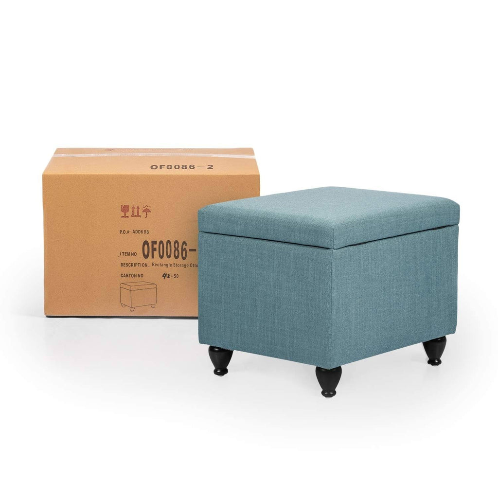 Light Blue Fabric Storage Ottoman O54949