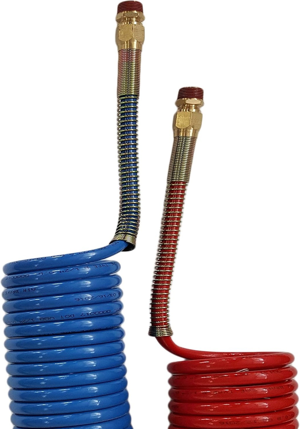 Coiled Air Line Hose Set Red & Blue 15 ft Length Pack of 2 S3969