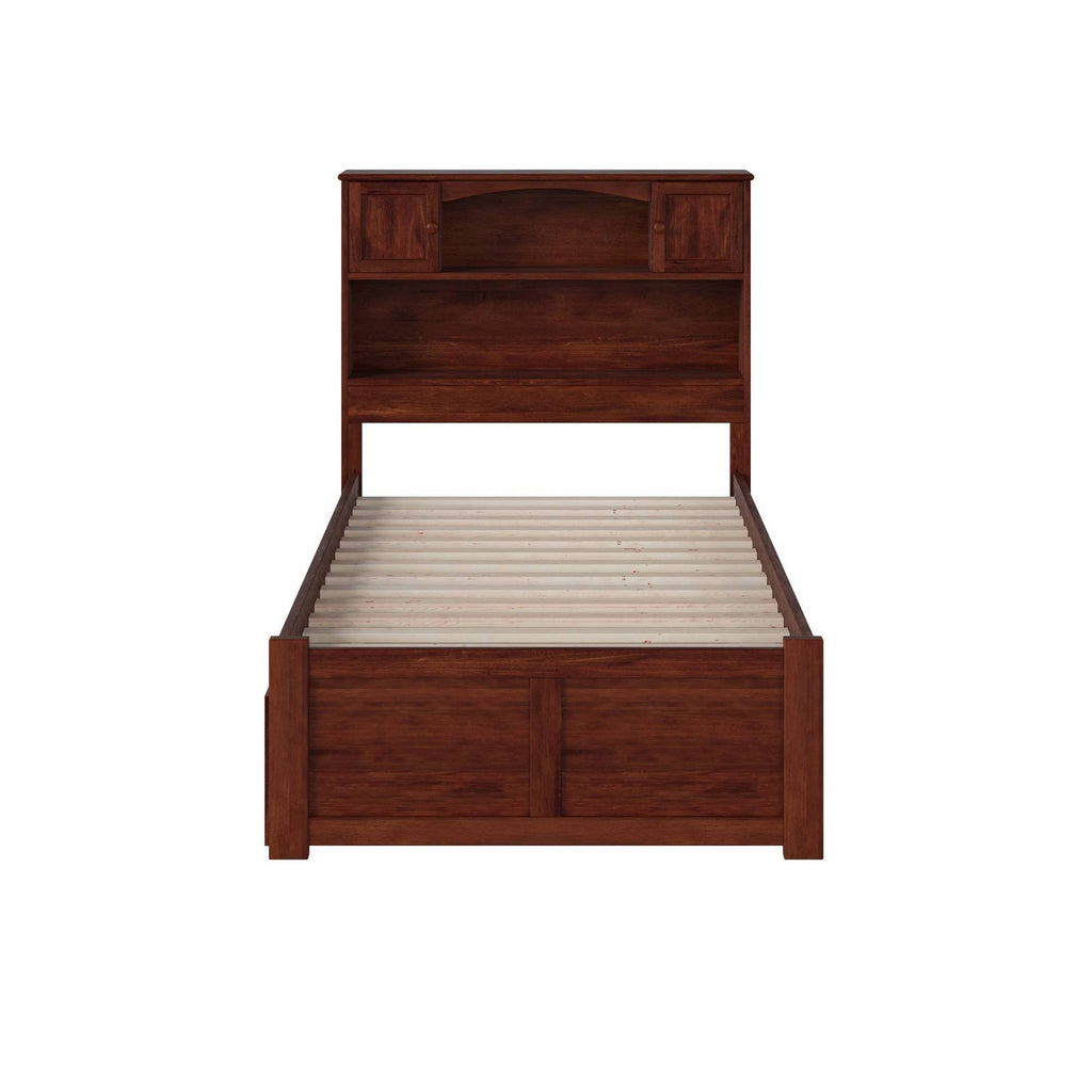 Twin Flat Panel Foot Board with 2 Bed Drawers Antique Walnut M707671