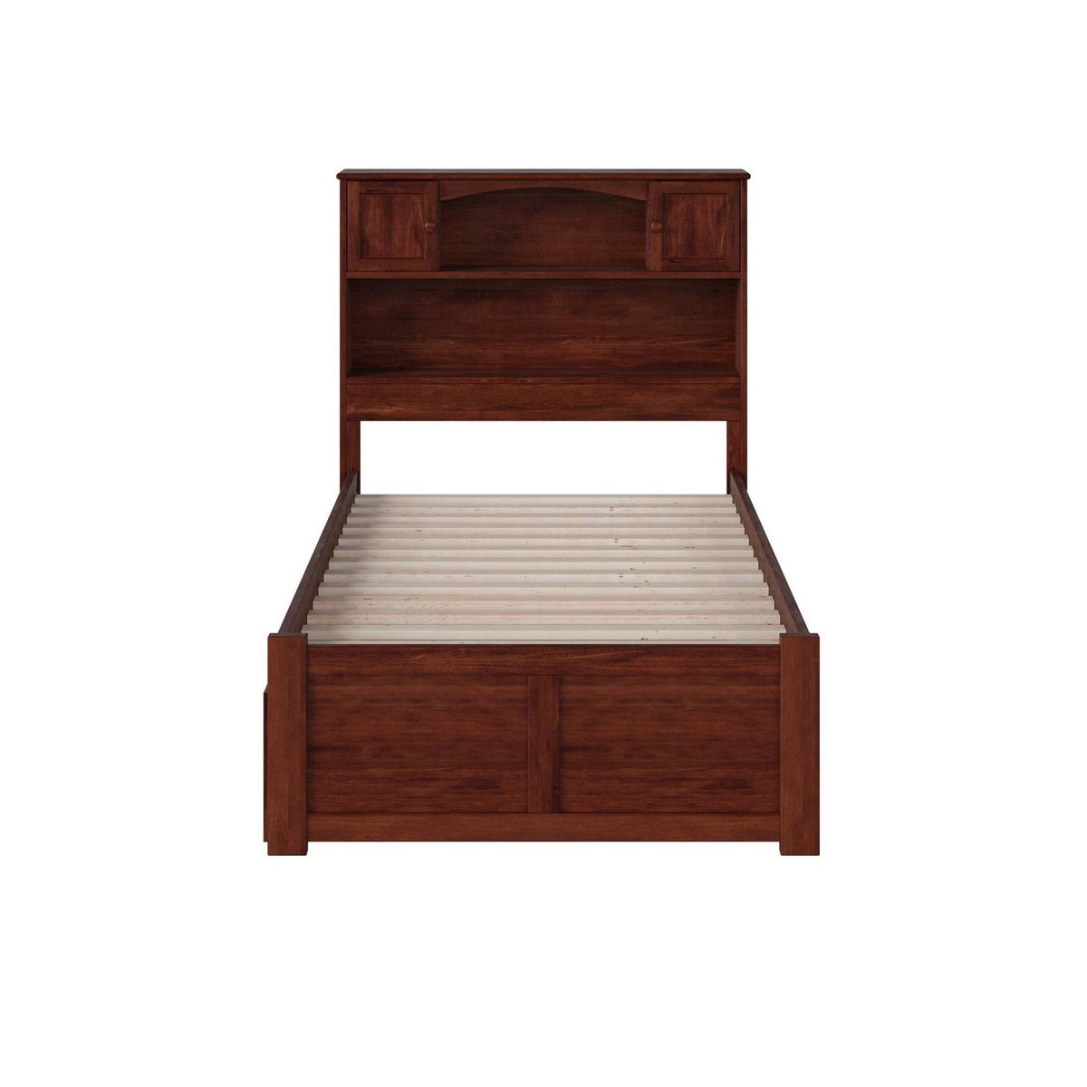 Twin Flat Panel Foot Board with 2 Bed Drawers Antique Walnut M707671