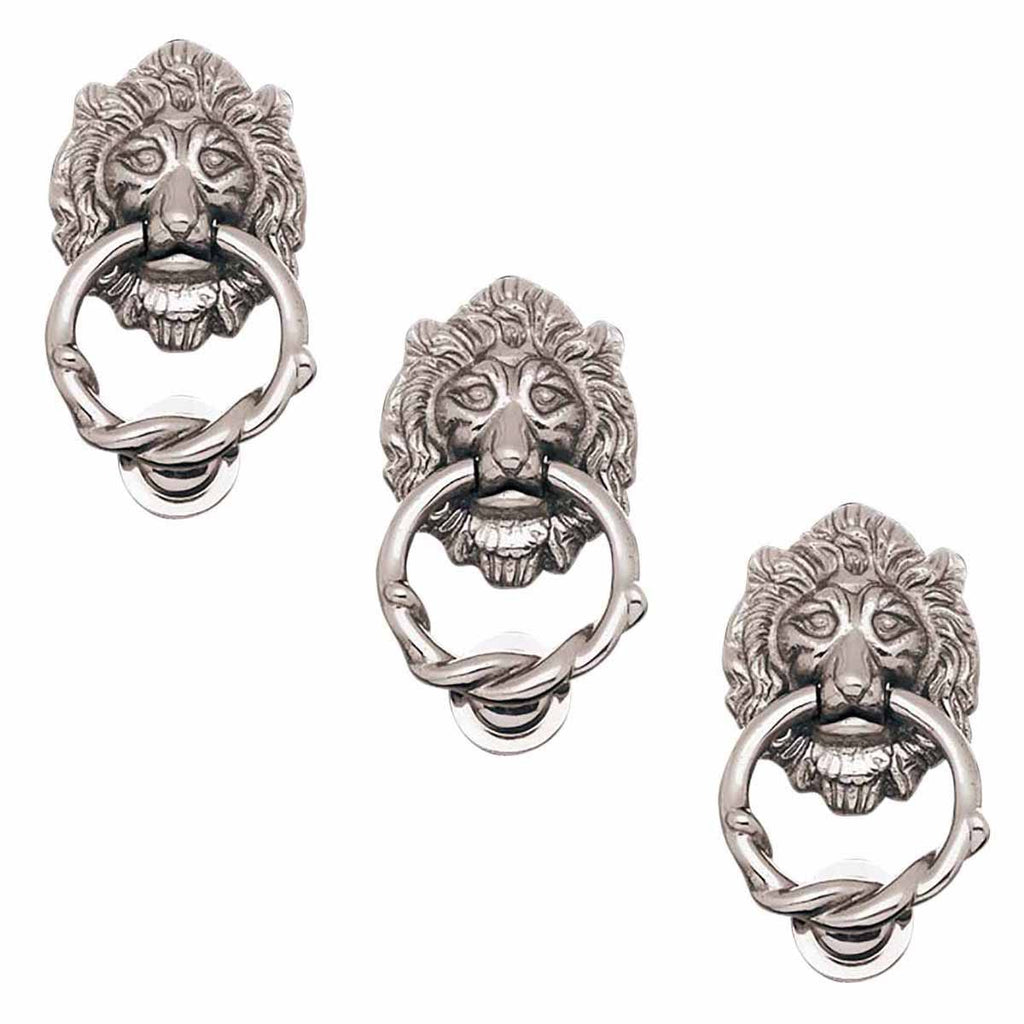 3 Door Knocker Lion Chrome Cast Brass 6 1/4 H x 3 5/8 W U658290