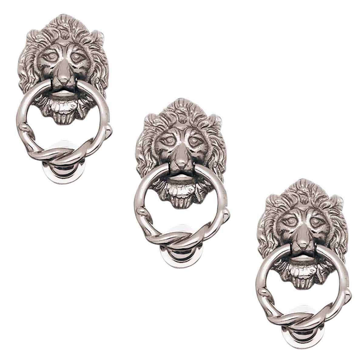 3 Door Knocker Lion Chrome Cast Brass 6 1/4 H x 3 5/8 W U658290