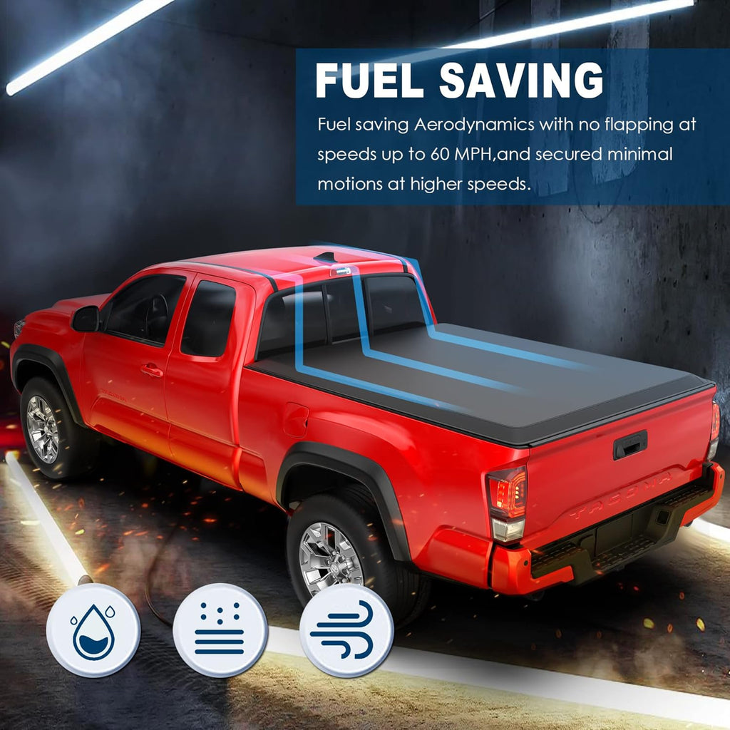 Quad Fold Soft Tonneau Cover Truck Bed Waterproof E309