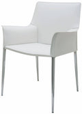 White Leather Dining Arm Chair S1005