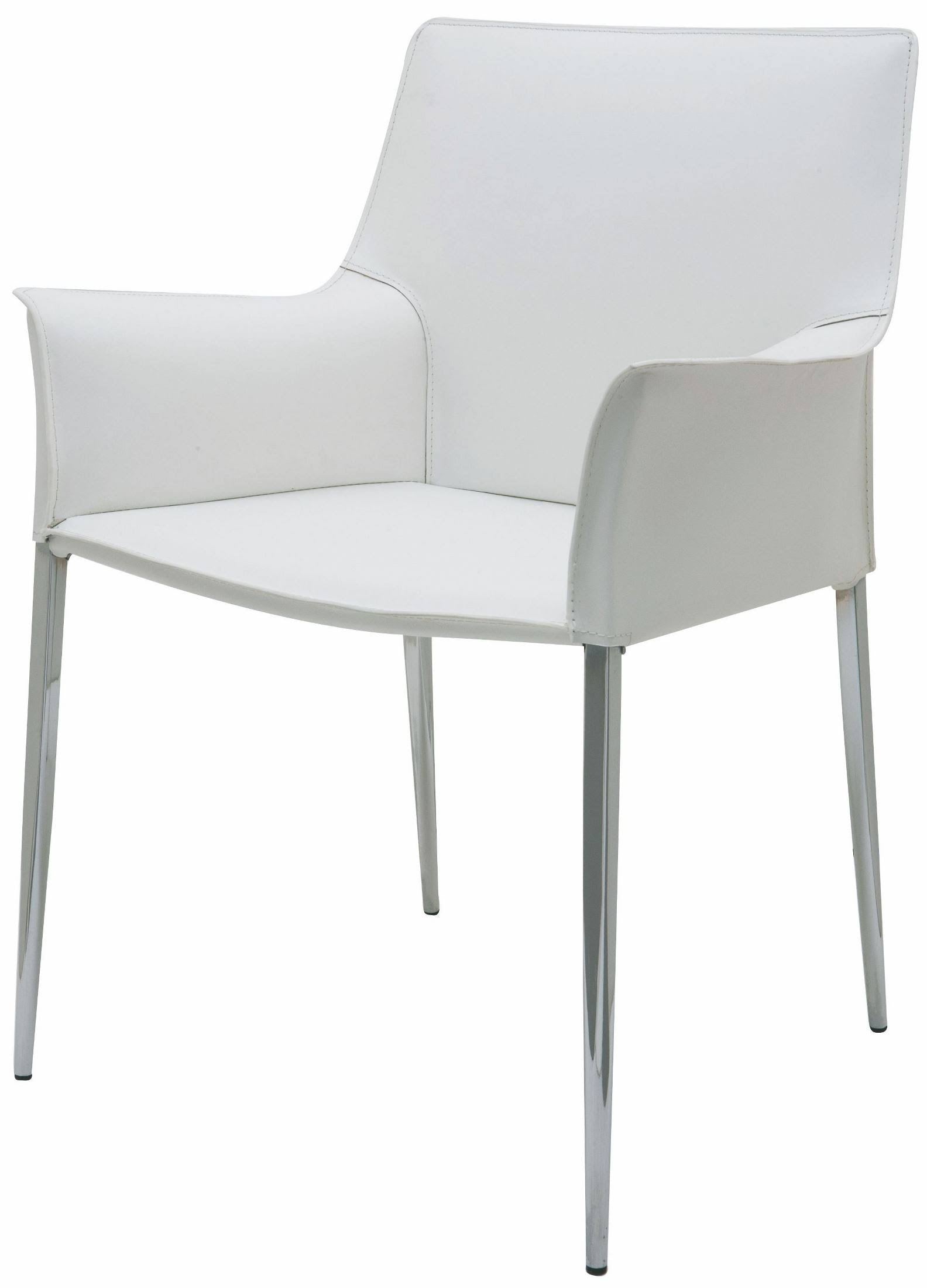White Leather Dining Arm Chair S1005