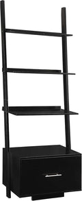 White Ladder Bookcase with File Drawer T780859