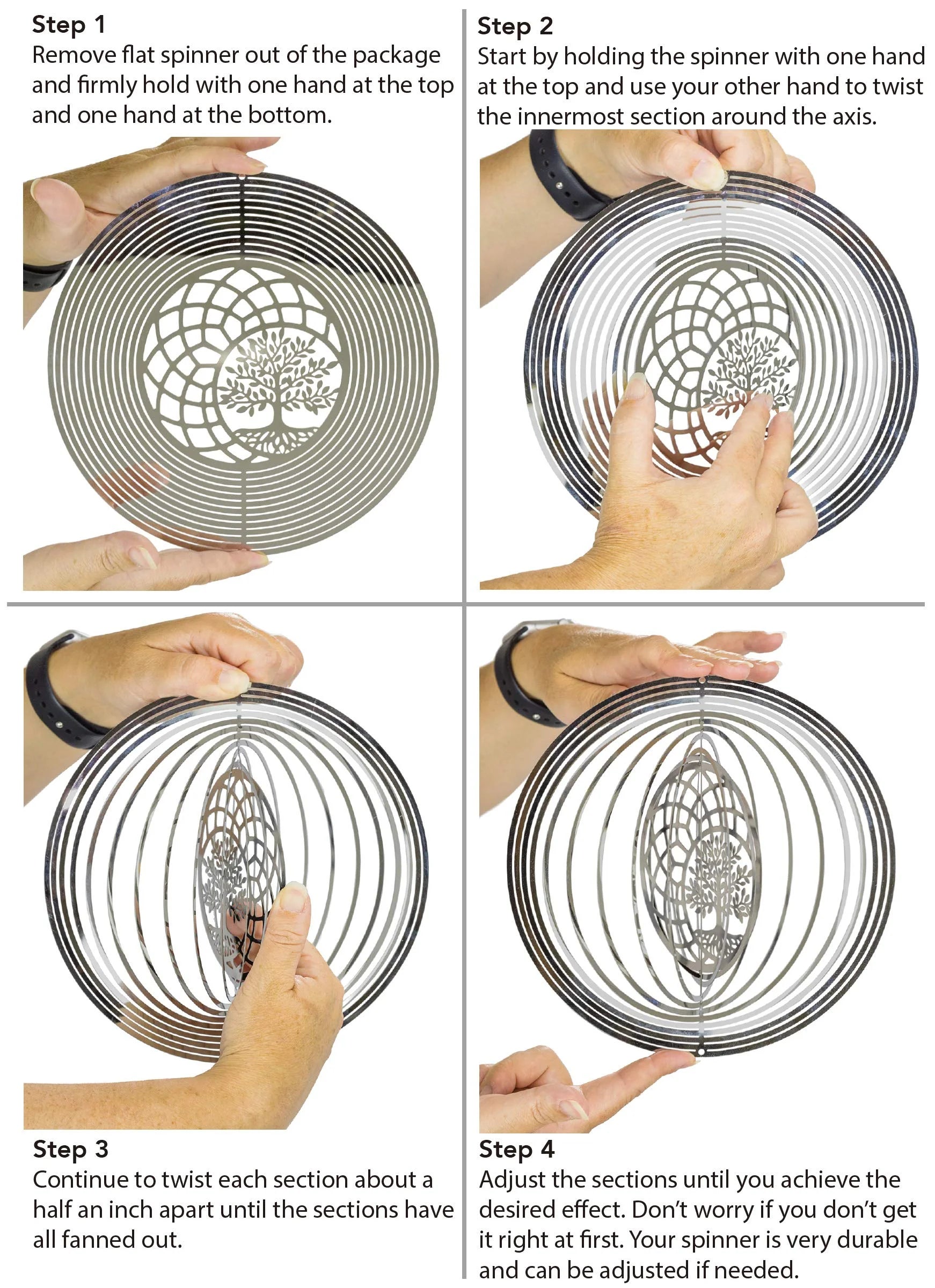 Tree of Life Dreamcatcher Kinetic Wind Spinner Outdoor Metal Hanging Spinners Large 3D Garden Art Wind Sculpture S3506