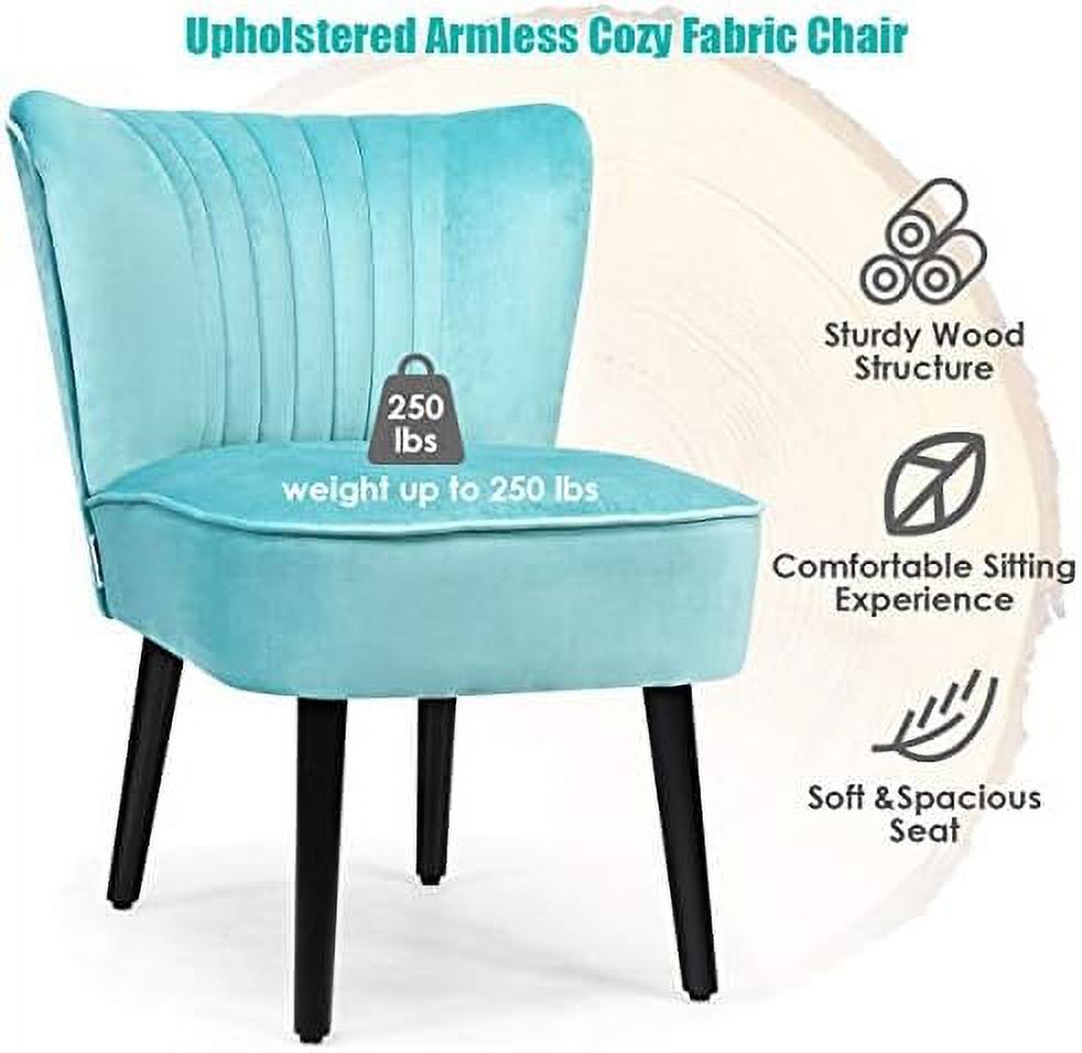 Velvet Accent Chair Set of 2 Armless Curved Backrest Padded Seat C269