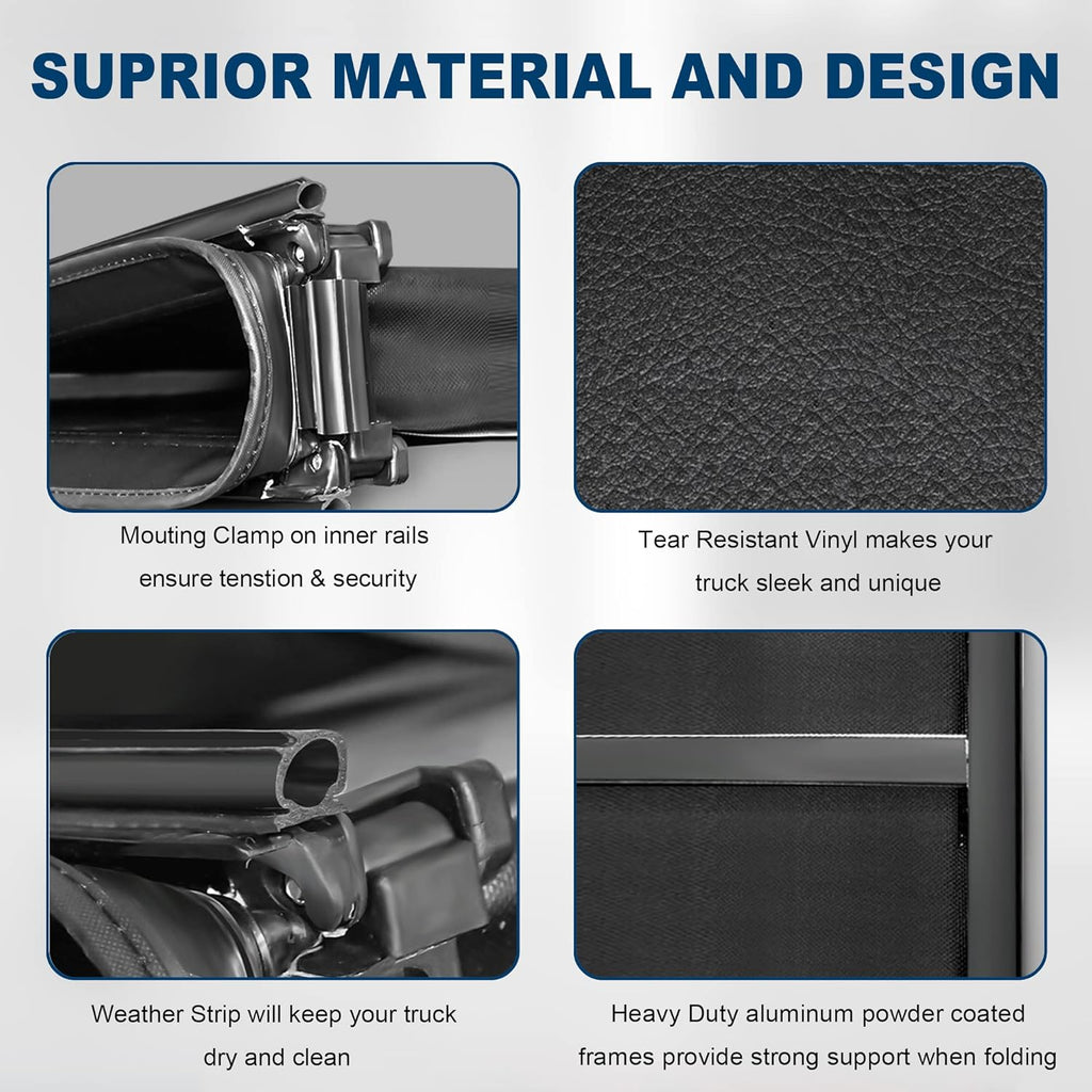 Quad Fold Soft Tonneau Cover Truck Bed Waterproof E309
