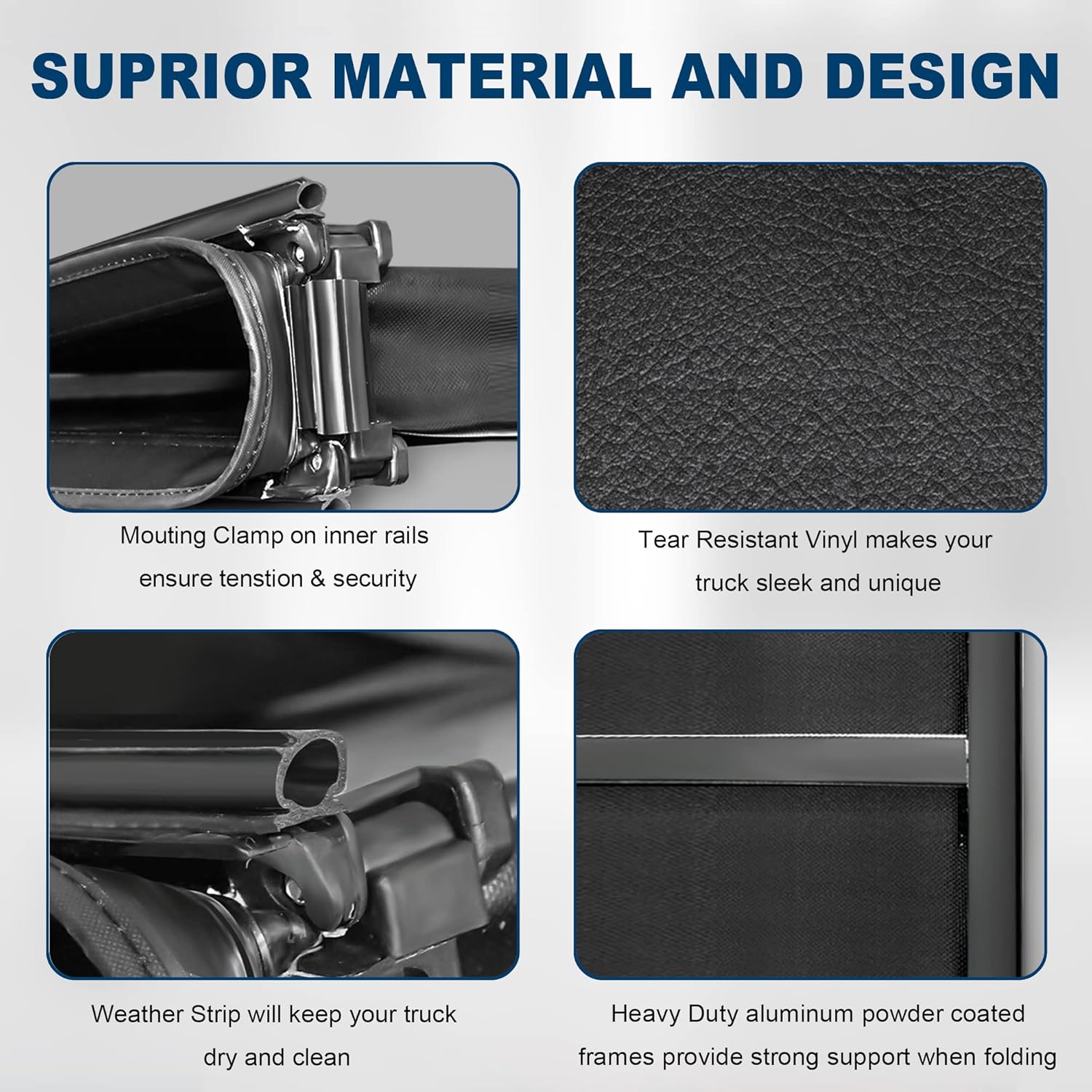 Quad Fold Soft Tonneau Cover Truck Bed Waterproof E309