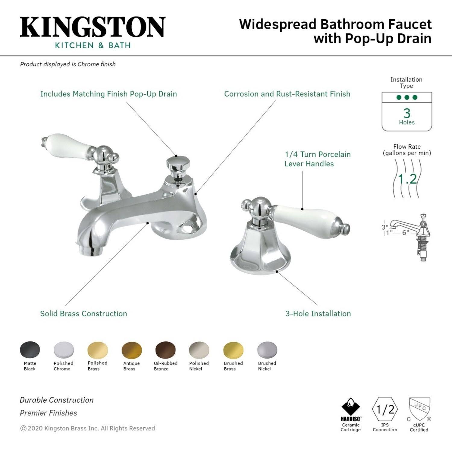 Antique Brass Widespread Bathroom Faucet M39265