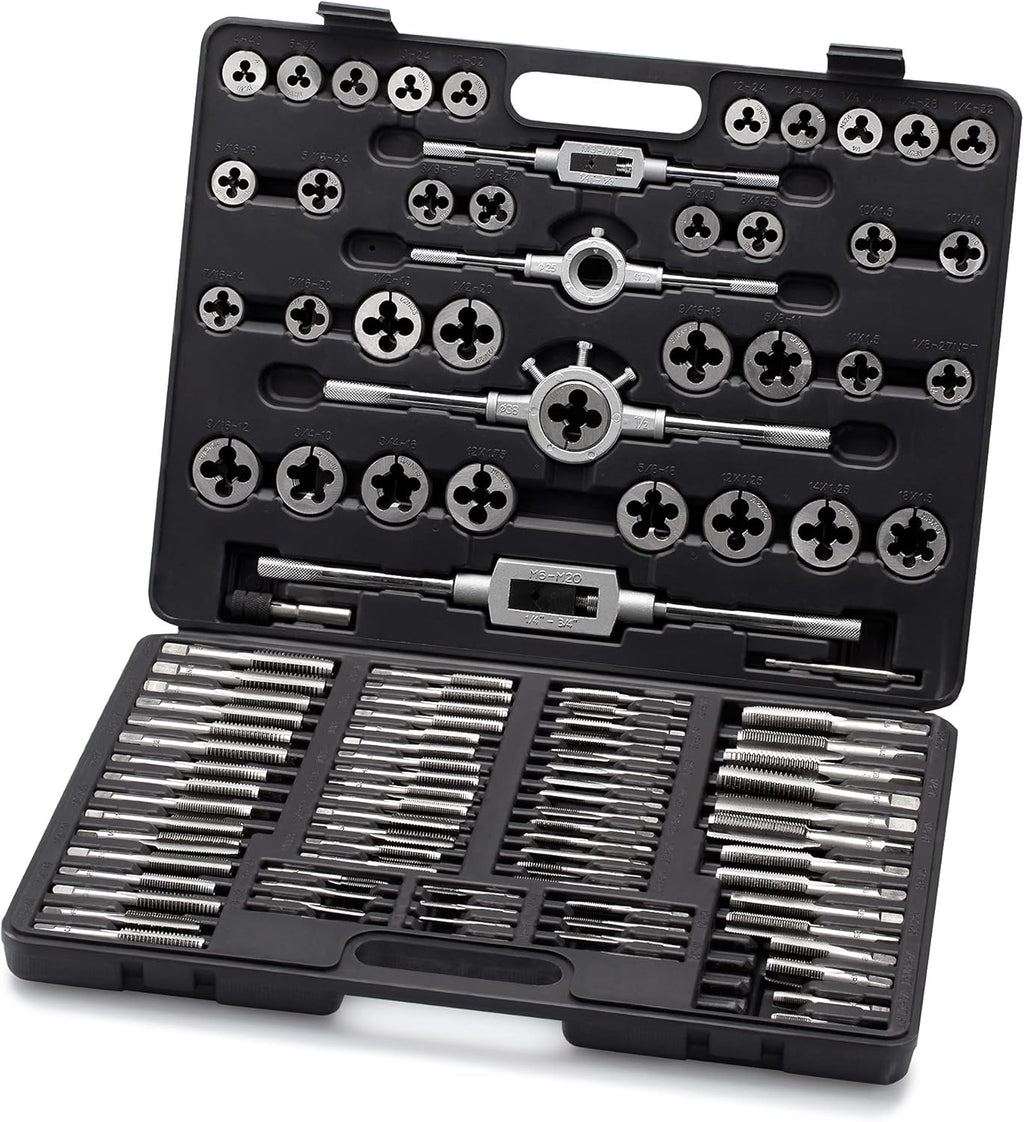 110 Piece Hardened Alloy Steel SAE Tap And Die Threading Tool Set With Storage Case X551