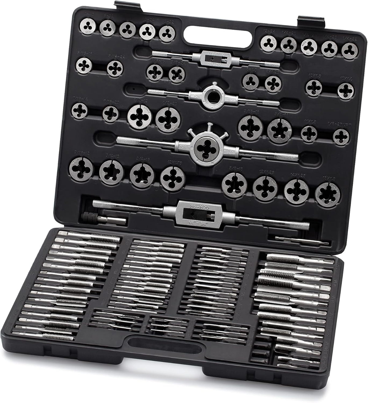110 Piece Hardened Alloy Steel SAE Tap And Die Threading Tool Set With Storage Case X551
