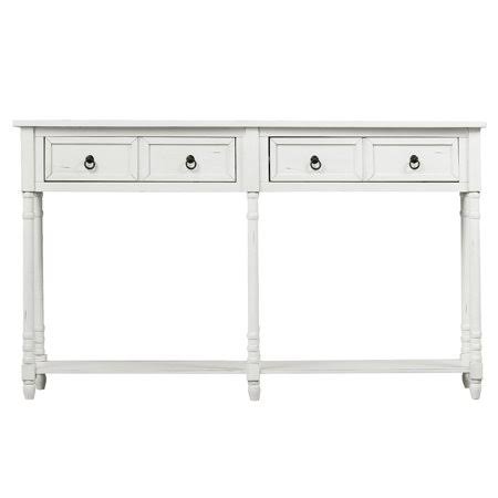 White Console Table with Drawers and Shelf M76174