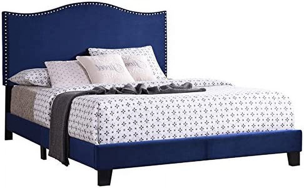 Blue Velvet King Size Upholstered Panel Bed A670764