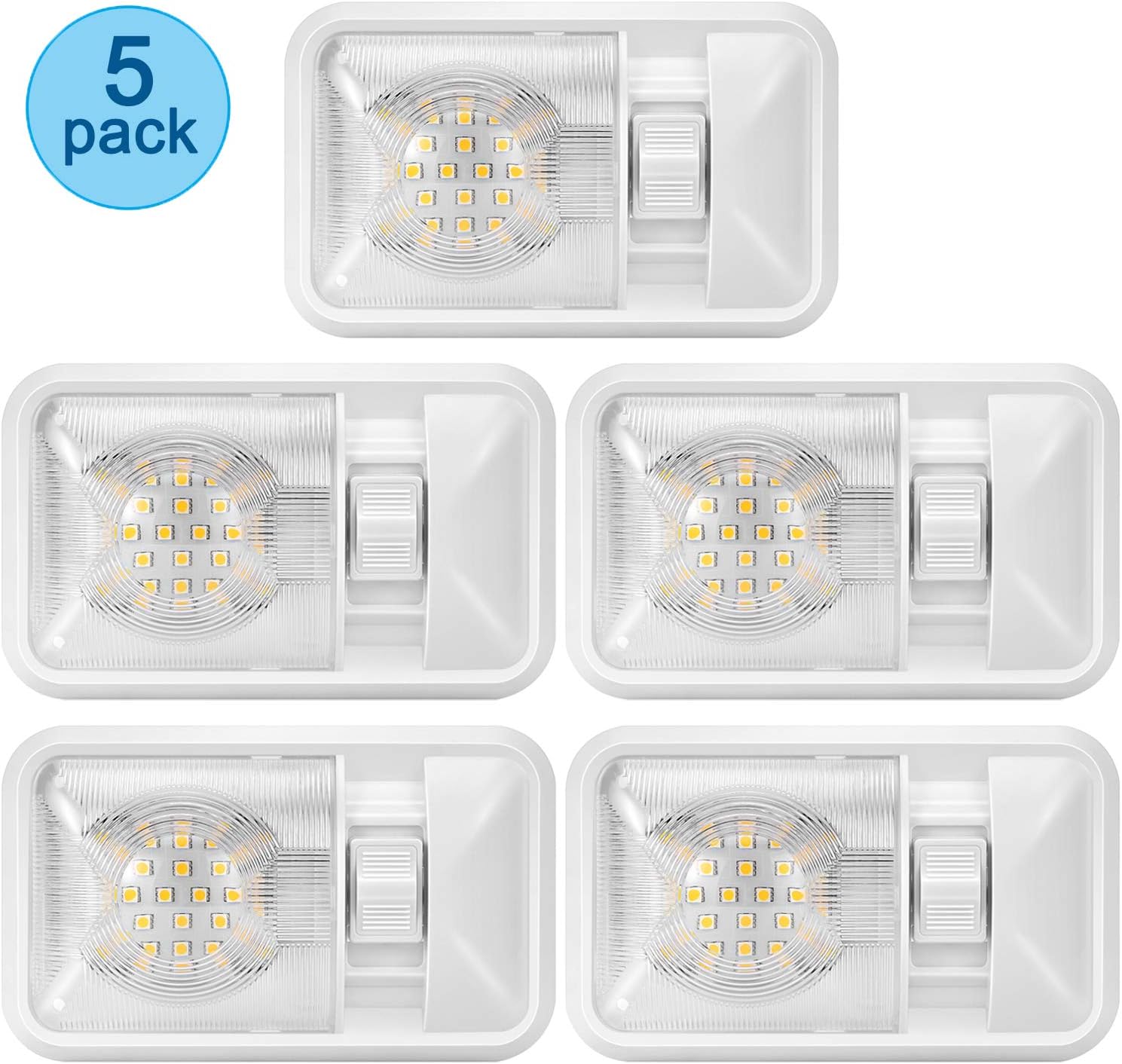 12V LED RV Ceiling Dome Light, Natural White 4000-4500K, Pack of 2 W32243