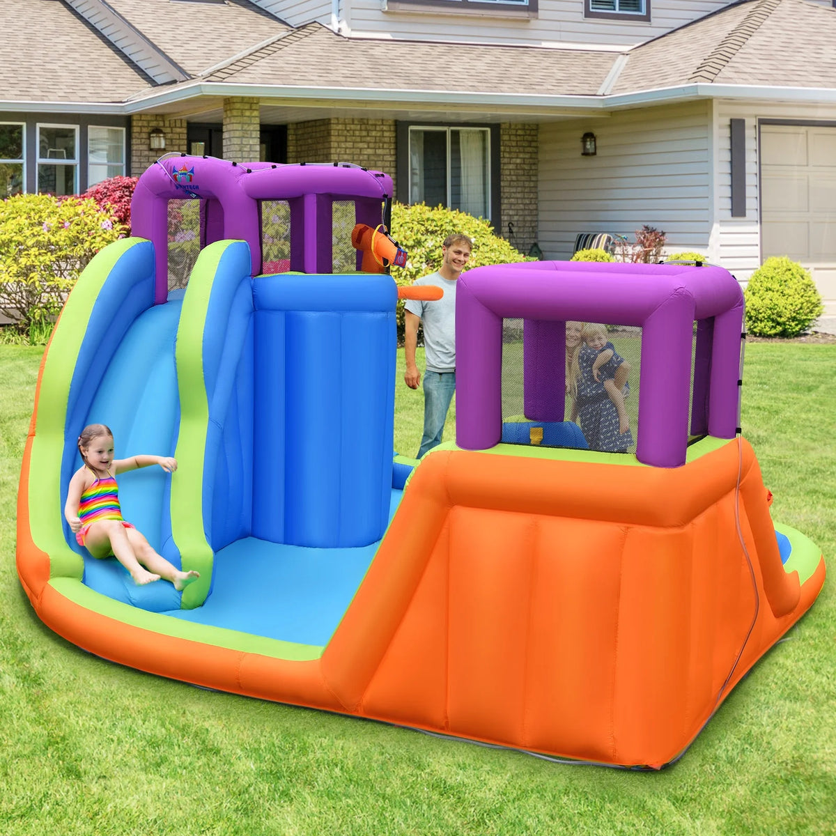 Inflatable Water Slide Bouncer with Climbing Wall & 950W Blower A96251